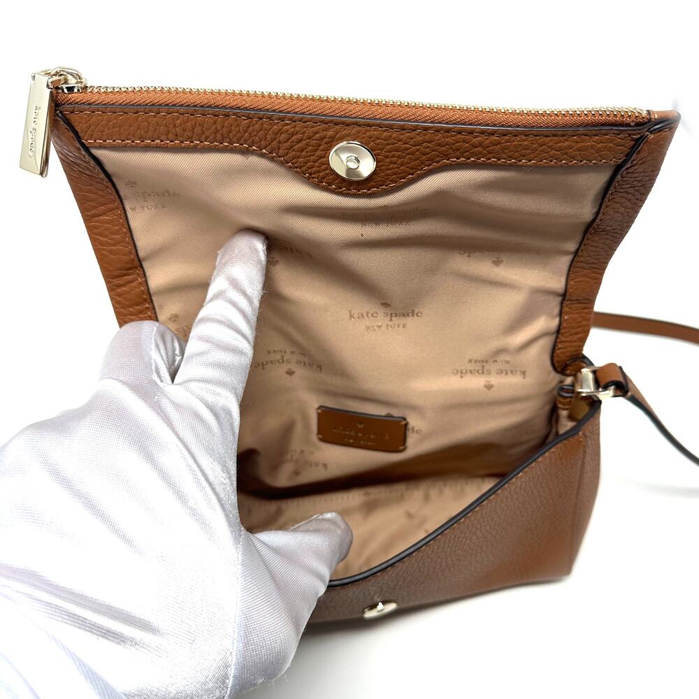 Kate Spade Leila Mini Zip Crossbody Purse in Warm Gingerbread Leather KE487 - Picture 3 of 6